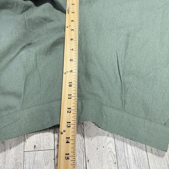 7 For All Mankind Cargo Pants Green Linen Blend Wide Leg High Rise Women’s M NWT - Picture 14 of 16